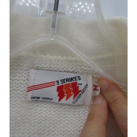 VINTAGE Letterman Cardigan Sweater Medium Cheer Team Varsity 80s USA - Picture 9 of 11